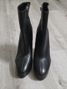 Mango Platform Leather Ankle Boot Sz:41